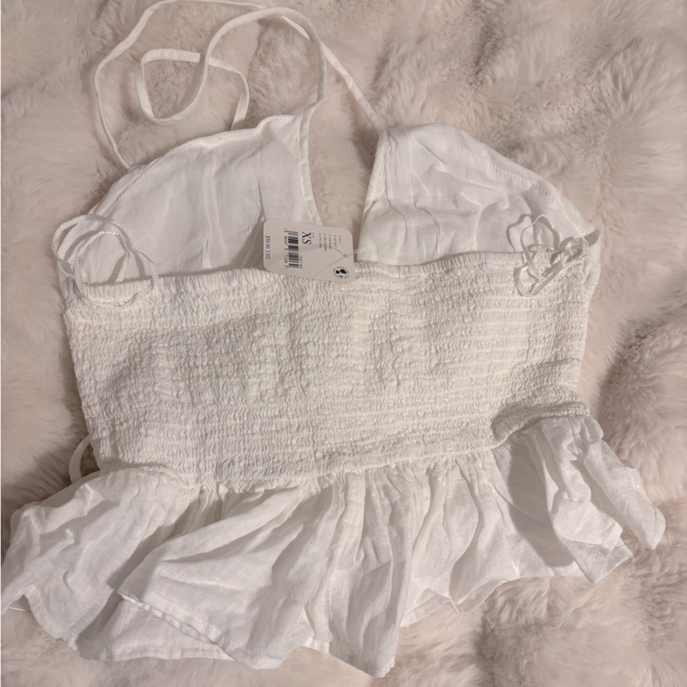 Free People White Ruffled Halter Top - Picture 2 of 4